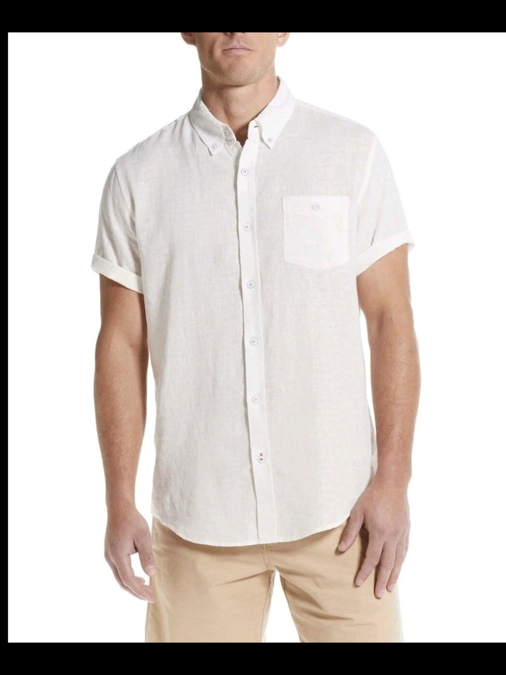 Weatherproof Vintage White Washable Linen Shirt Short Sleeves Suze XL